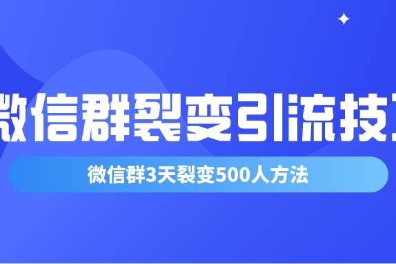熊猫说引流:微信群3天裂变500人技巧,如何通过微信群裂变快速引流