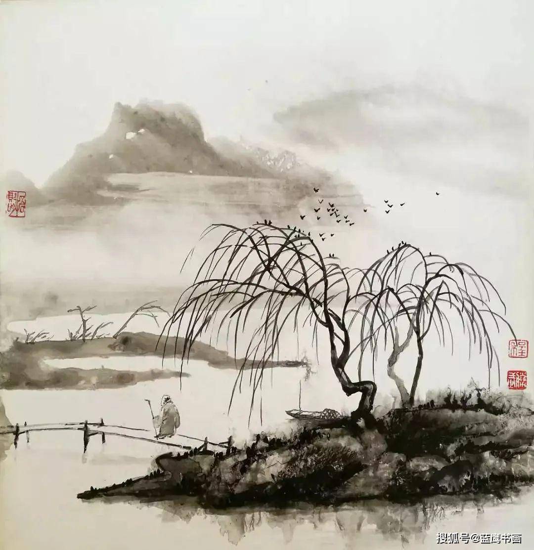 中国山水画内容丰富，就色墨形式而言，三大分类各有特色_水墨
