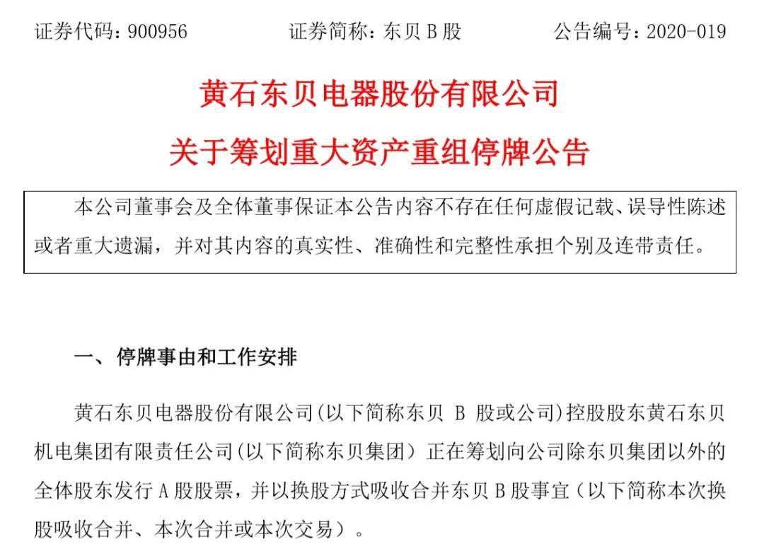 贝集团以外的全体股东发行a股股票,并以换股方式吸收合并东贝b股事宜