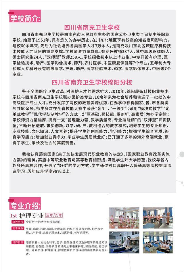 南充卫校绵阳分校2020年招生简章绵阳卫校