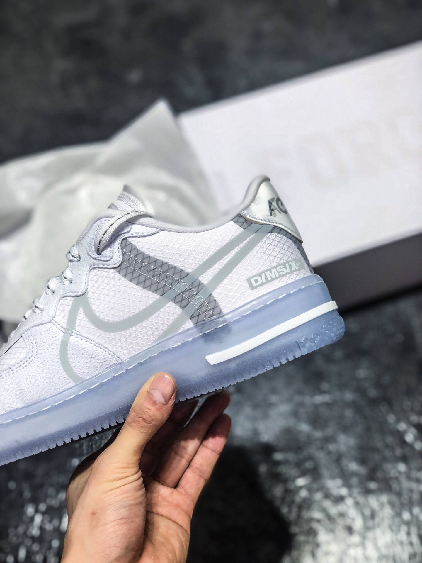 耐克nike air force 1 react qs light bone 冰蓝空军