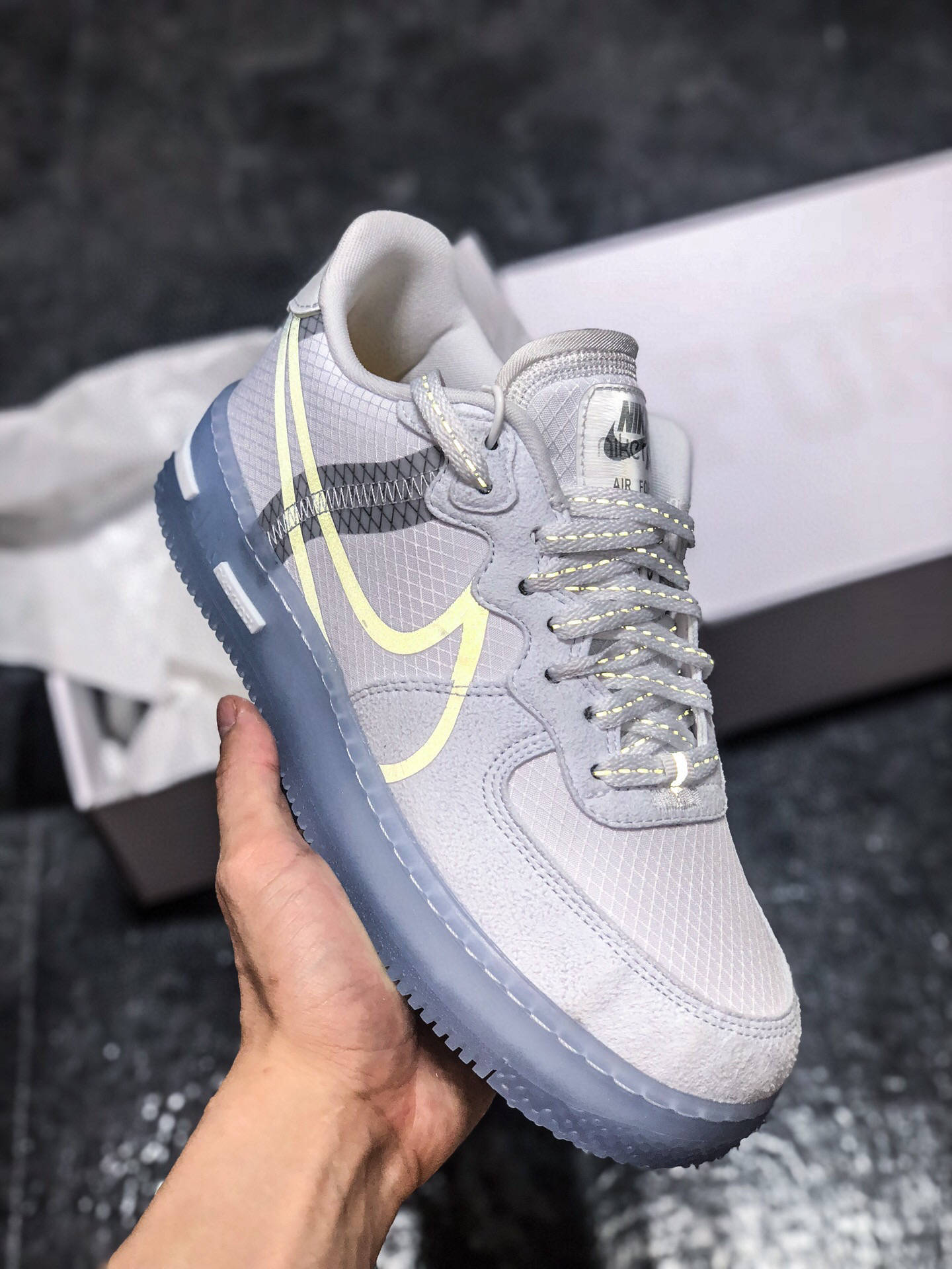 耐克nike air force 1 react qs light bone 冰蓝空军