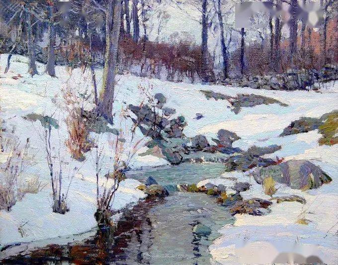 美国画家阿尔德罗希伯德精美的冬季风景油画欣赏