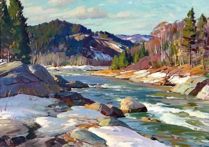 美国画家阿尔德罗希伯德精美的冬季风景油画欣赏