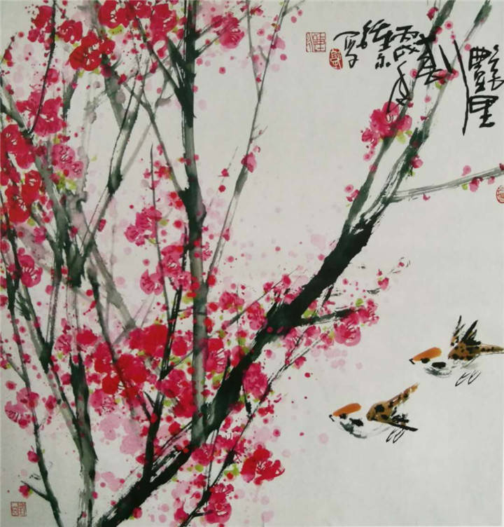 著名书画家郭钟永教授画梅花