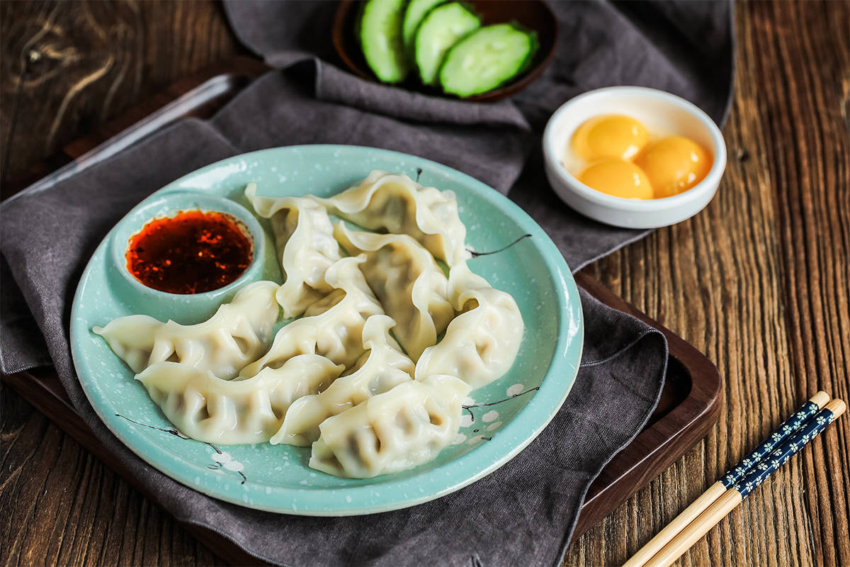 中国传统美食之锅贴水饺摄影照片欣赏