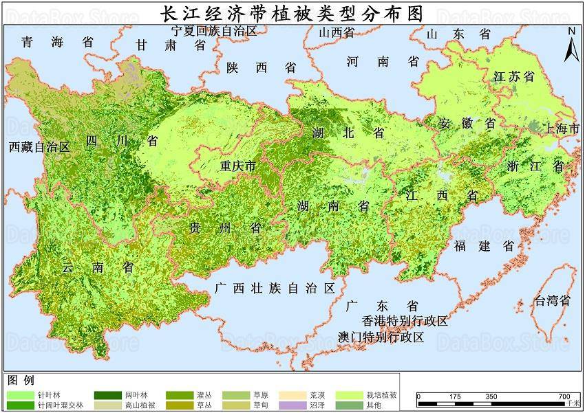 2001年长江经济带植被类型分布数据