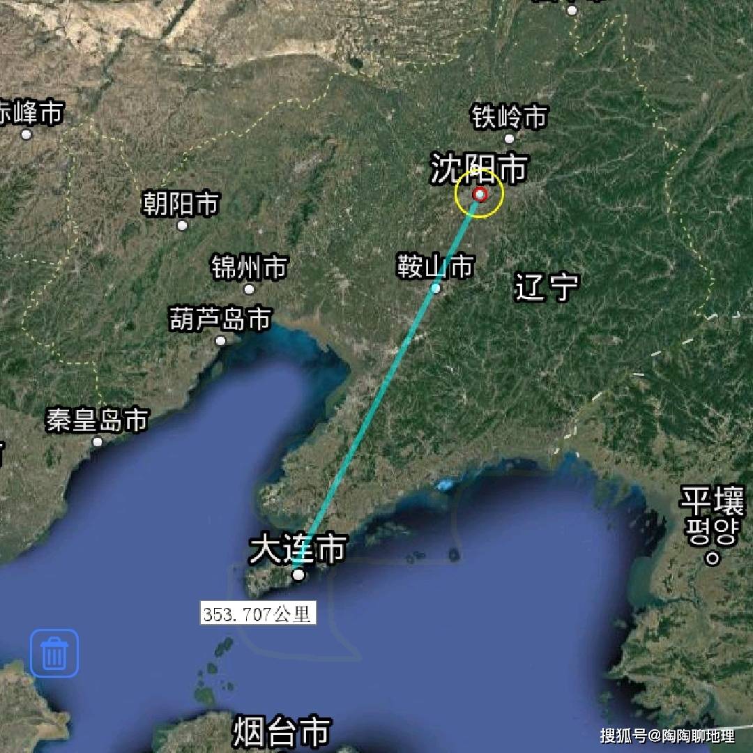 辽宁省各市至省会直线距离,大连市最远