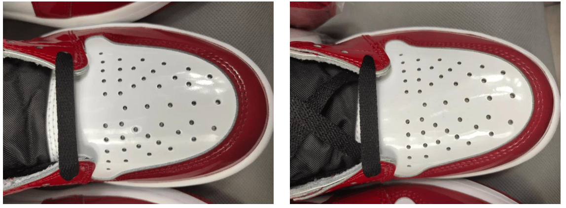 aj1警灯真假对比 裸鞋鉴定 组鞋对比