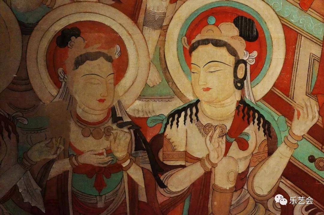 吐木库喇石窟一佛一菩萨壁画临摹:施隆多夫分享敦煌丝路成都展