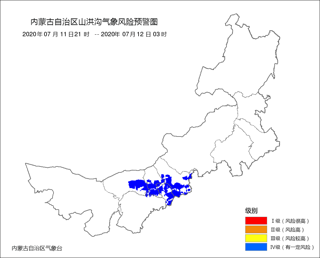 山洪蓝色风险预警分布图