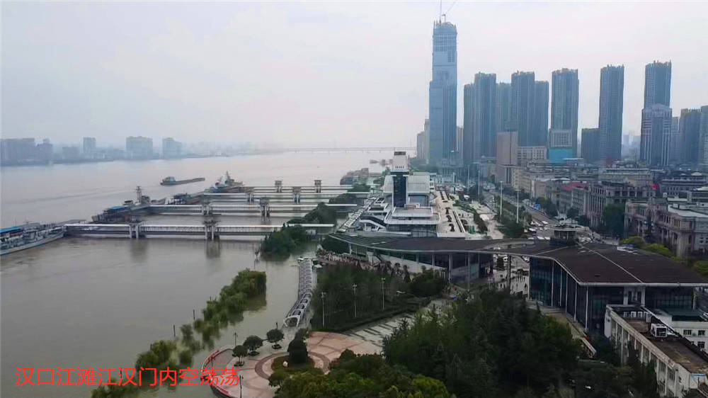 航拍汉口江滩江汉门到黄浦门封园图