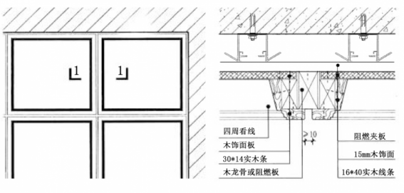 假梁吊顶形式节点示意图