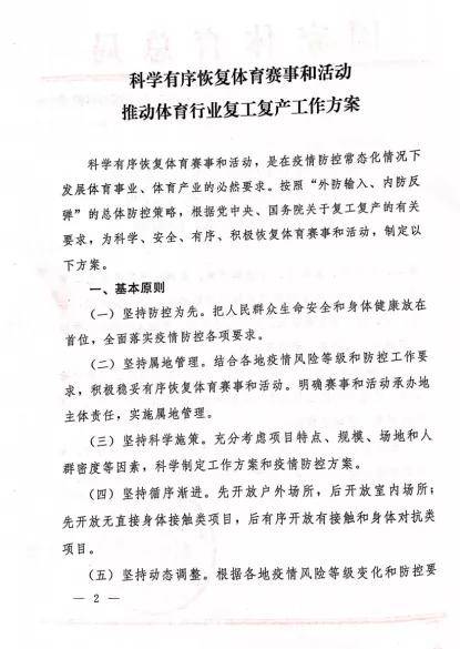 解渴！附《科学有序恢复体育赛事和活动推动体育行业复工复产工作方案》