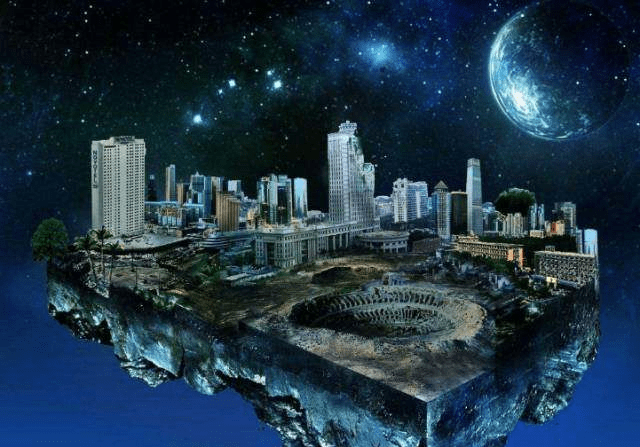 天空中悬浮着一座城市,未来的太空城市太壮观了!_地球
