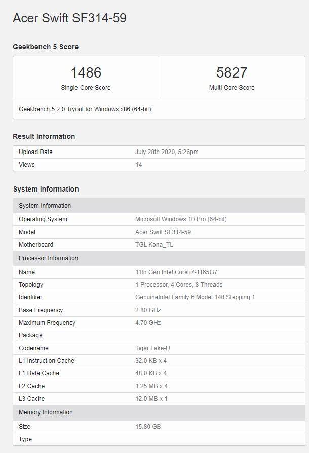 桌面|英特尔最新11 代酷睿 i7-1165G7跑分曝光，i7低压版直逼桌面级i9