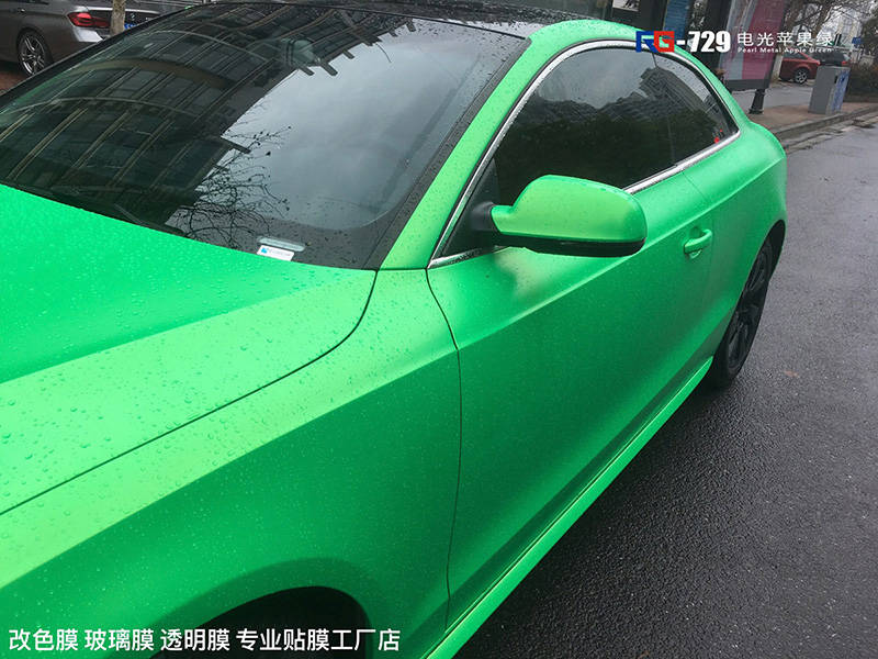 奥迪a5车身改色电光苹果绿 rg瑞集改色膜江苏南京加盟店出品