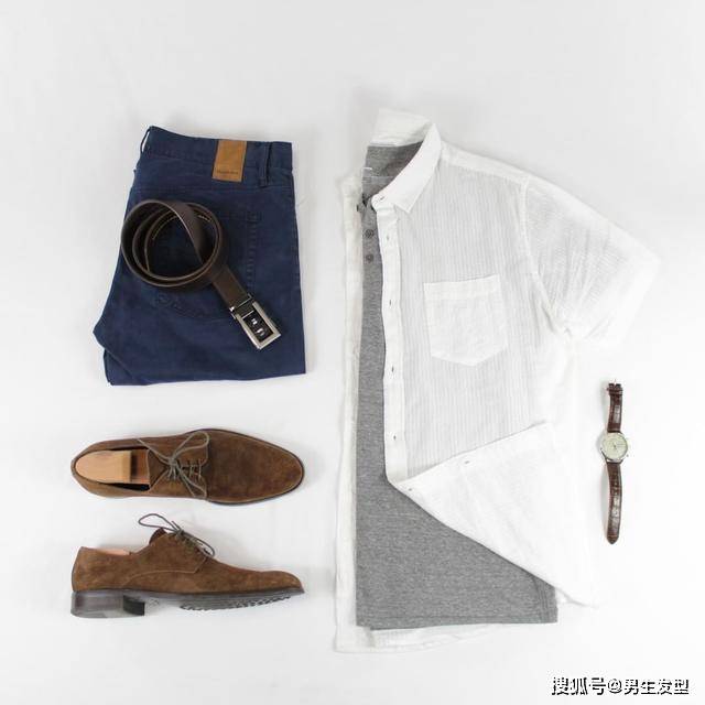 休闲|男生穿“短袖衬衫”休闲帅气，夏天有这6套就够了，轻松告别闷热