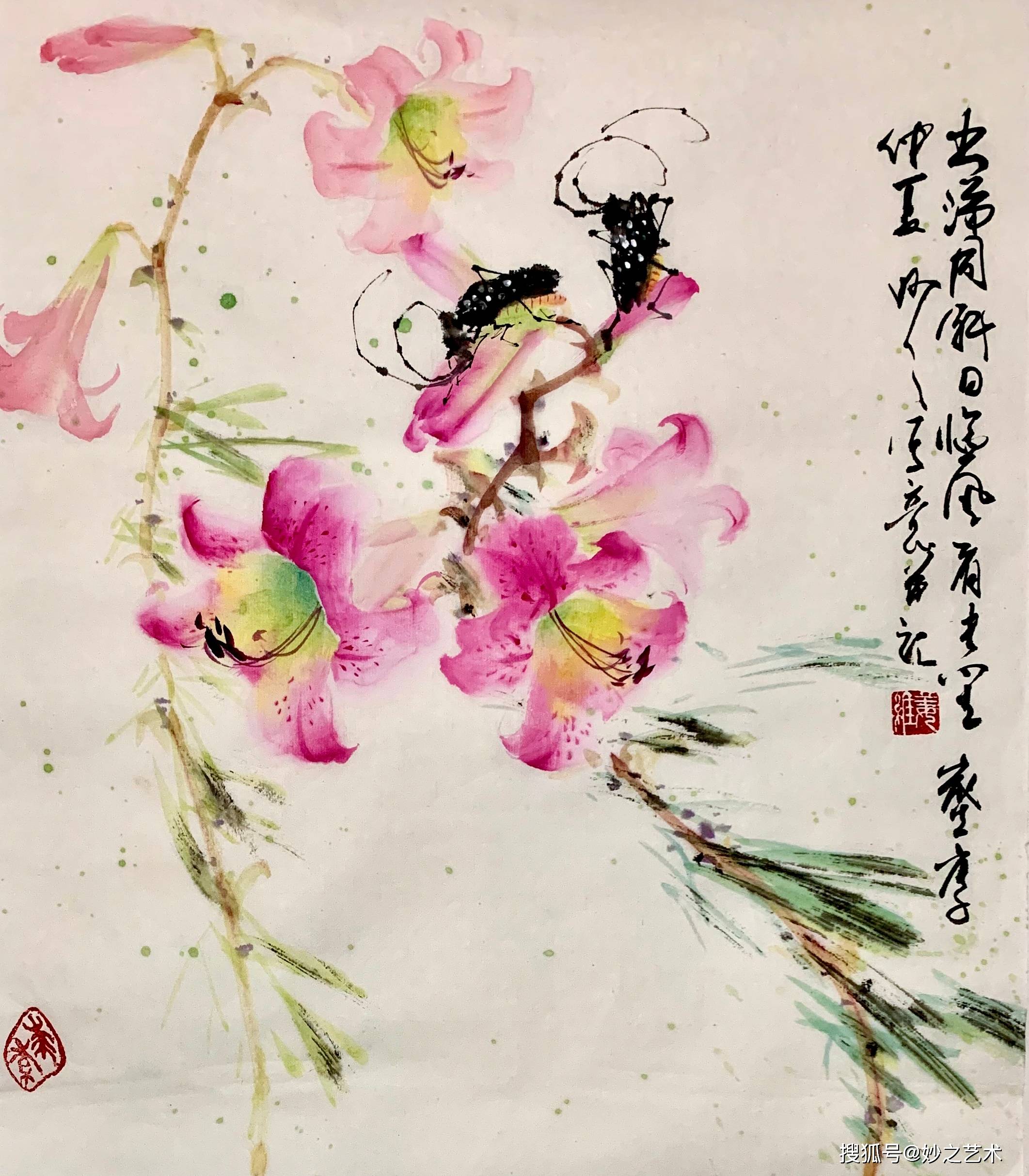 妙之写意百合花