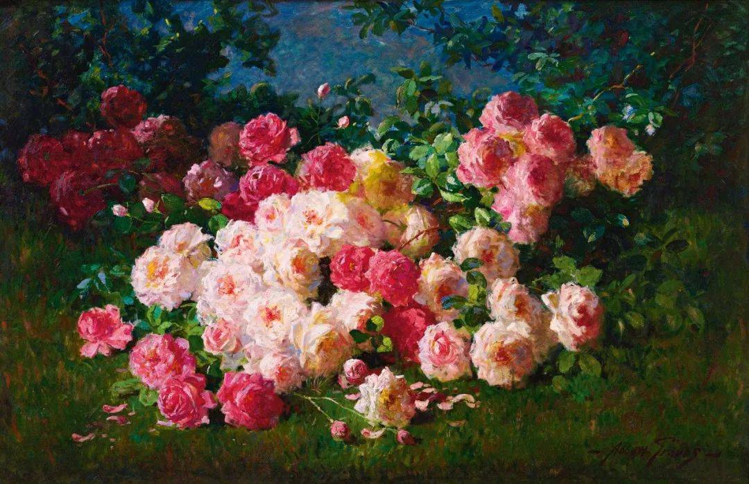 19世纪花园风景,看看油画大师们笔下那整片盛开的鲜花