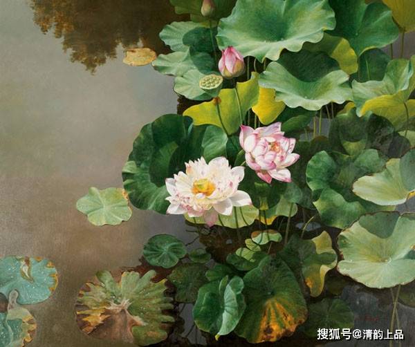 油画家吴富荣牡丹,荷花油画作品欣赏