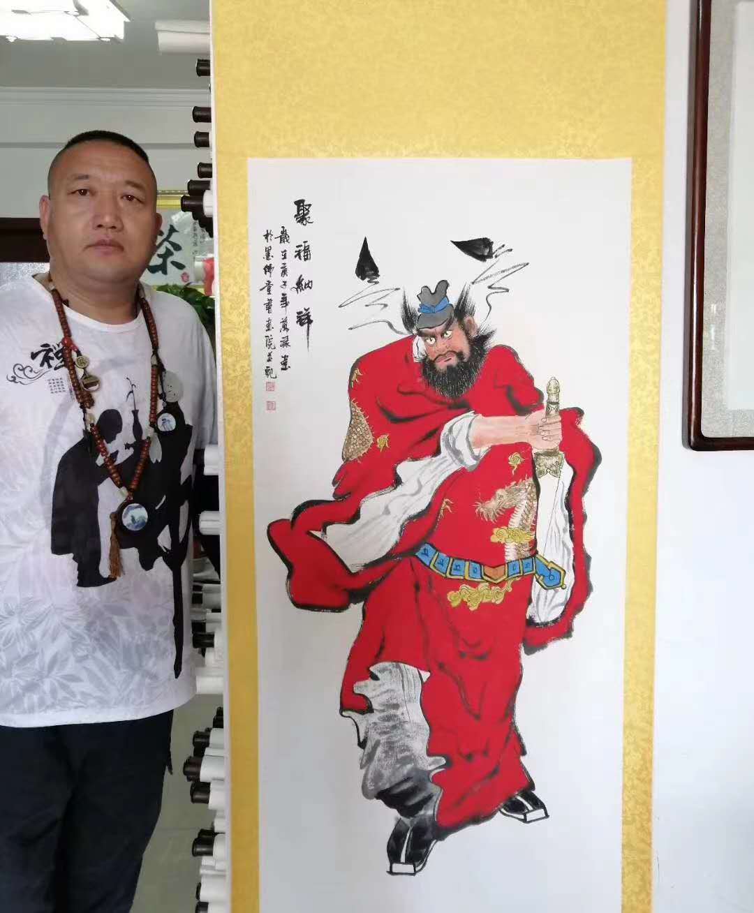 郭万禄老师国画笔下的钟馗,凶威也可以变得温柔和蔼,国画人物就是如此