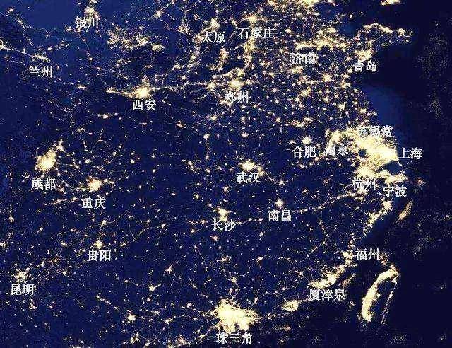 (中国部分城市夜景卫星图)
