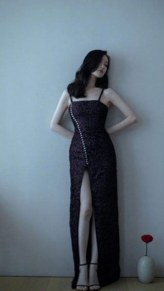 连衣裙|倪妮穿黑色吊带连衣裙，大秀完美好身材，风情万种令人着迷