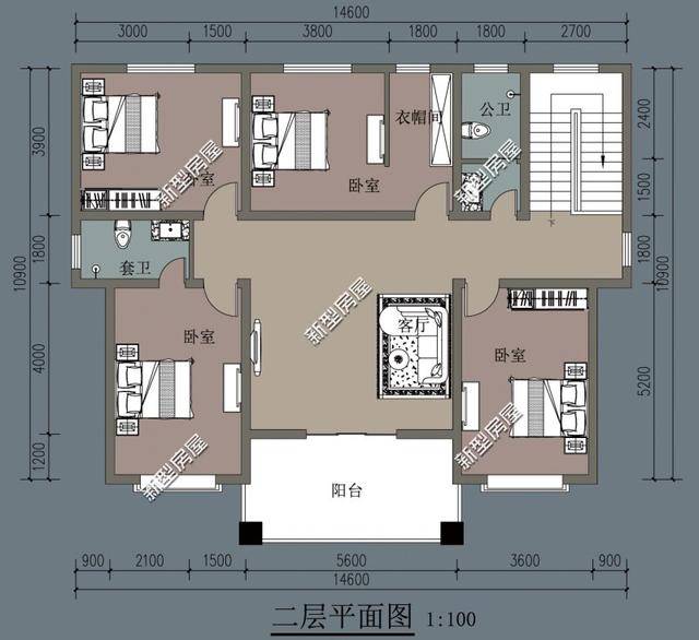 农村建房,开间14米进深10米,坐北朝南,能建什么样的别墅?