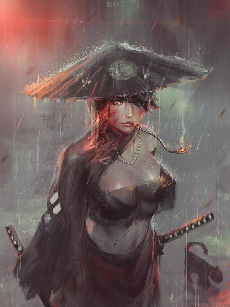 「cg原画插画教程」插画师guweiz,笔下的江湖女侠也太