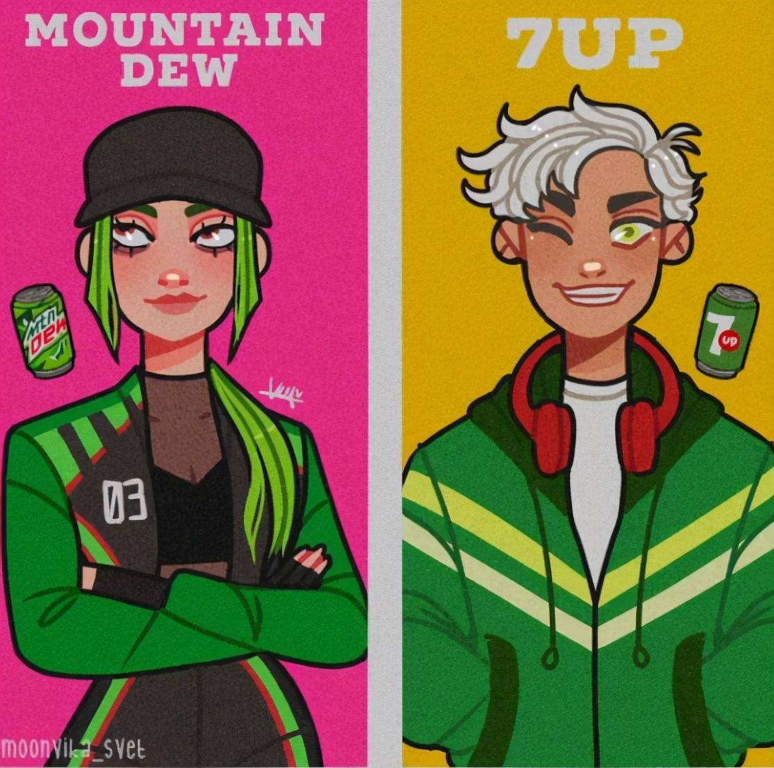 拟人|画师不仅将饮料拟人，还将他们组成CP，百事和可口可乐变情侣