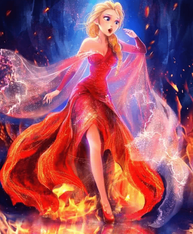 当冰属性的艾莎女王变个属性,火属性火辣迷人,黑暗风霸气十足_手机