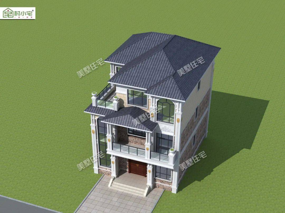9x11米农村建房图纸,9x11南方农村房屋 9x11米三层别墅,超大拱形挑空窗还配备6间卧室双阳台