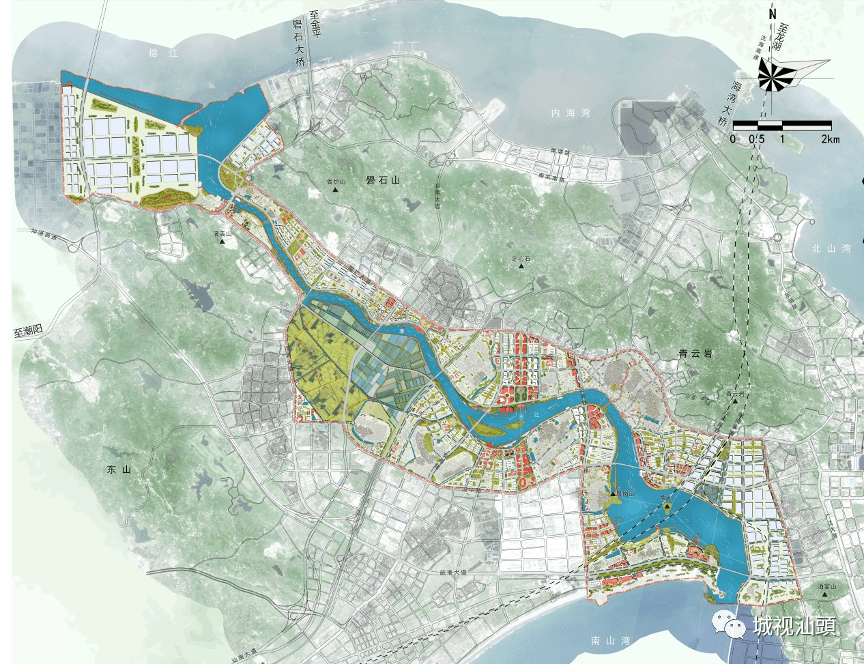 一江两岸城市示意图