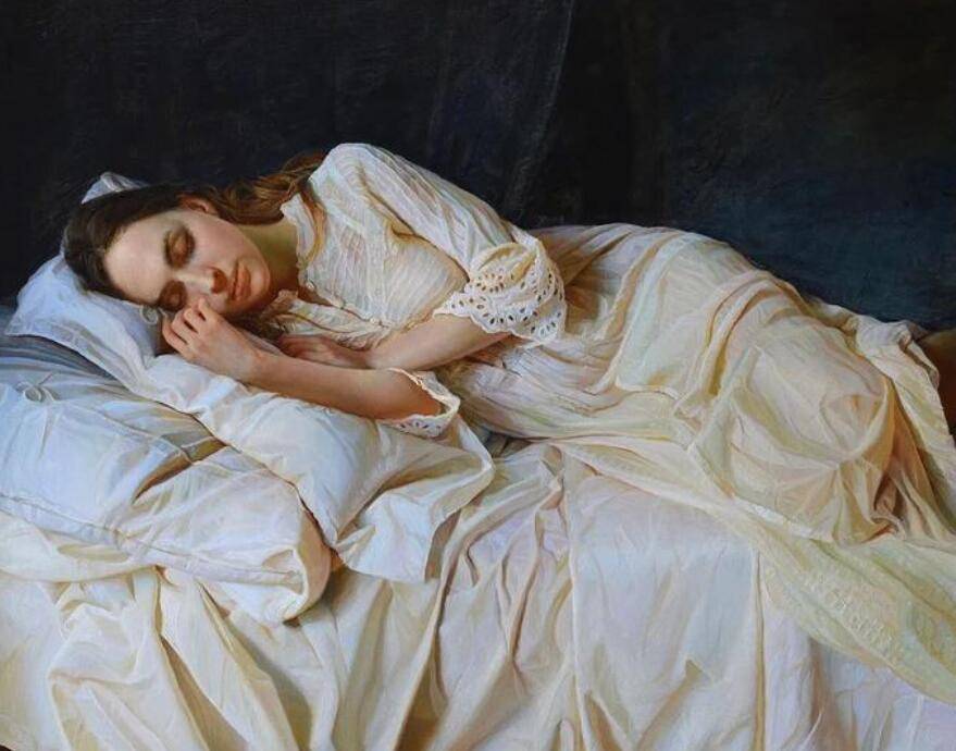 画家画人物画睡觉的美少女清纯无比这才叫艺术