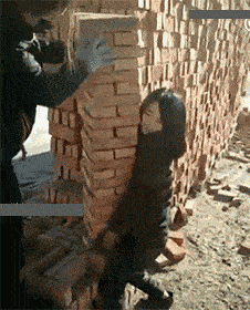 图片[3]-GIF搞笑段子：妹子不好好学习跑去工地搬砖去么-妖次元