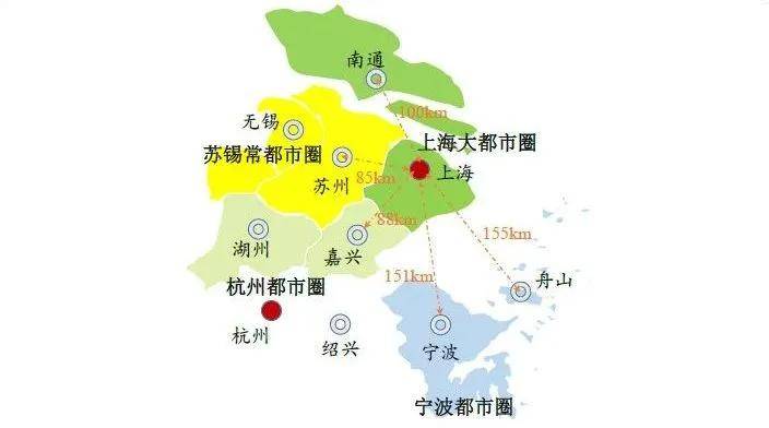 上海大都市圈范围与3个都市圈重叠