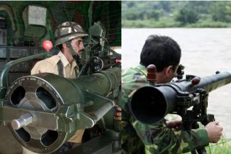 无后坐力炮的发射瞬间,可以很清楚的看到后部的高温高压火药燃气