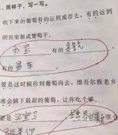 搞笑的小学生答卷,看完笑趴在厕所了