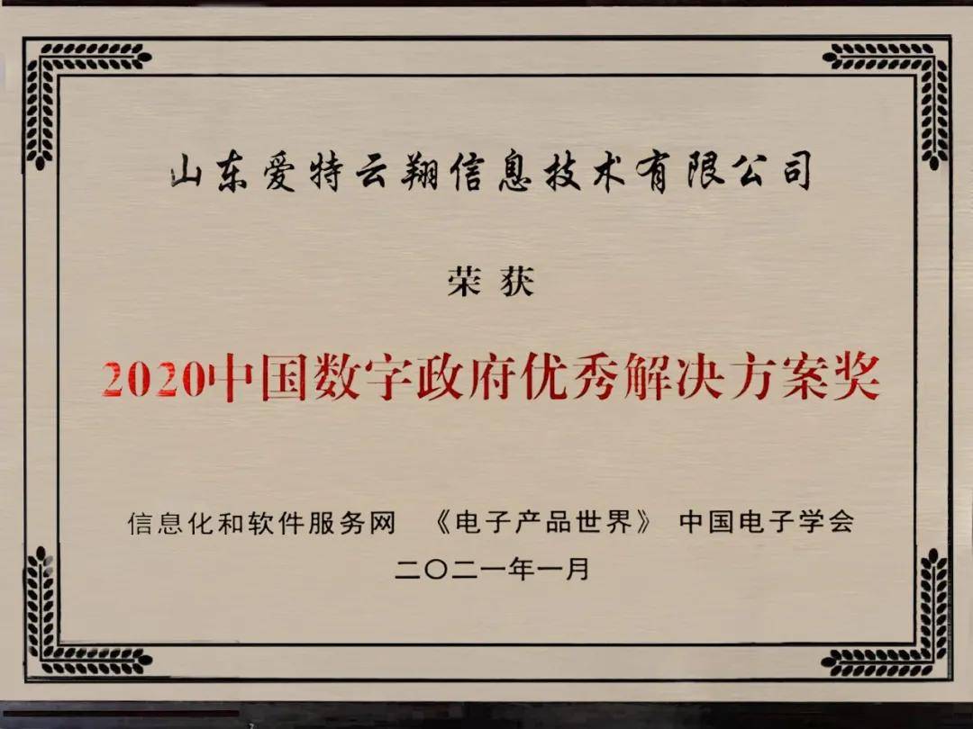 爱特云翔荣获2020中国数字政府建设大会三大