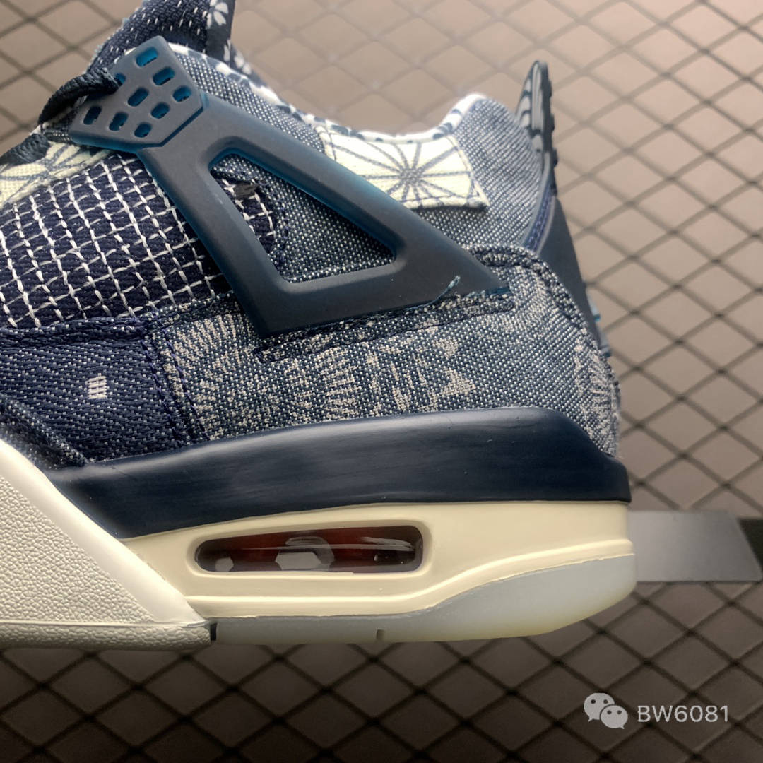 nike air jordan 4" sashiko"aj4乔4 蓝白牛仔刺子绣