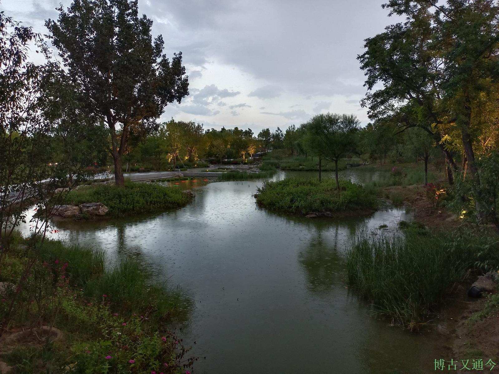 温榆河公园沙子营湿地东园,雨后观赏精致的现代园林