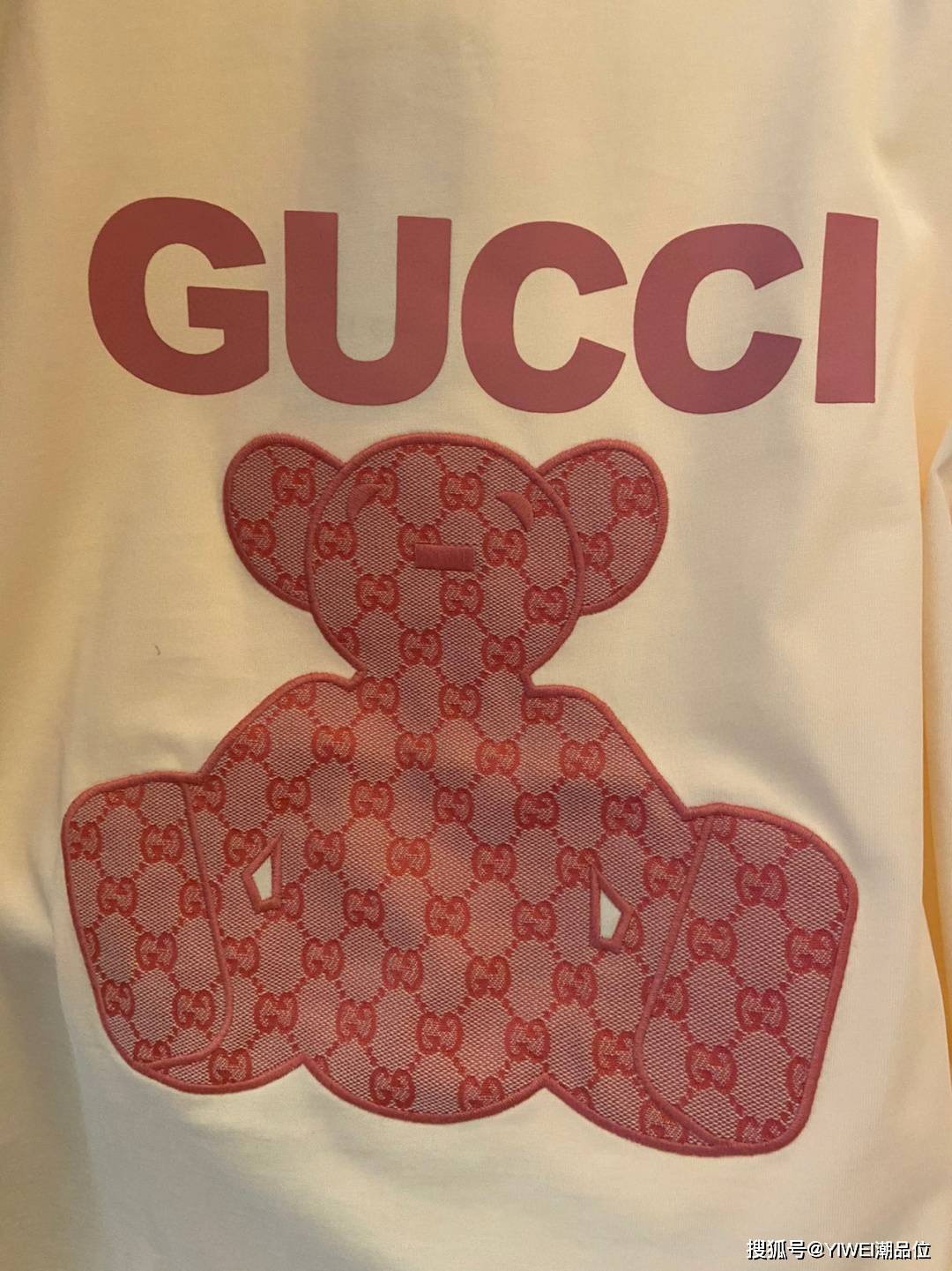 gucci 2021早春粉色布袋熊短袖t恤