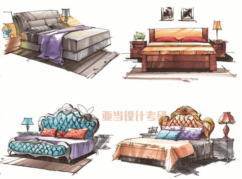 考研手绘干货如何画好室内设计中的桌椅沙发床等单体家具