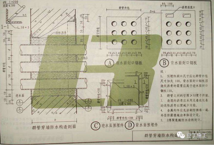 十八,群管穿墙防水构造