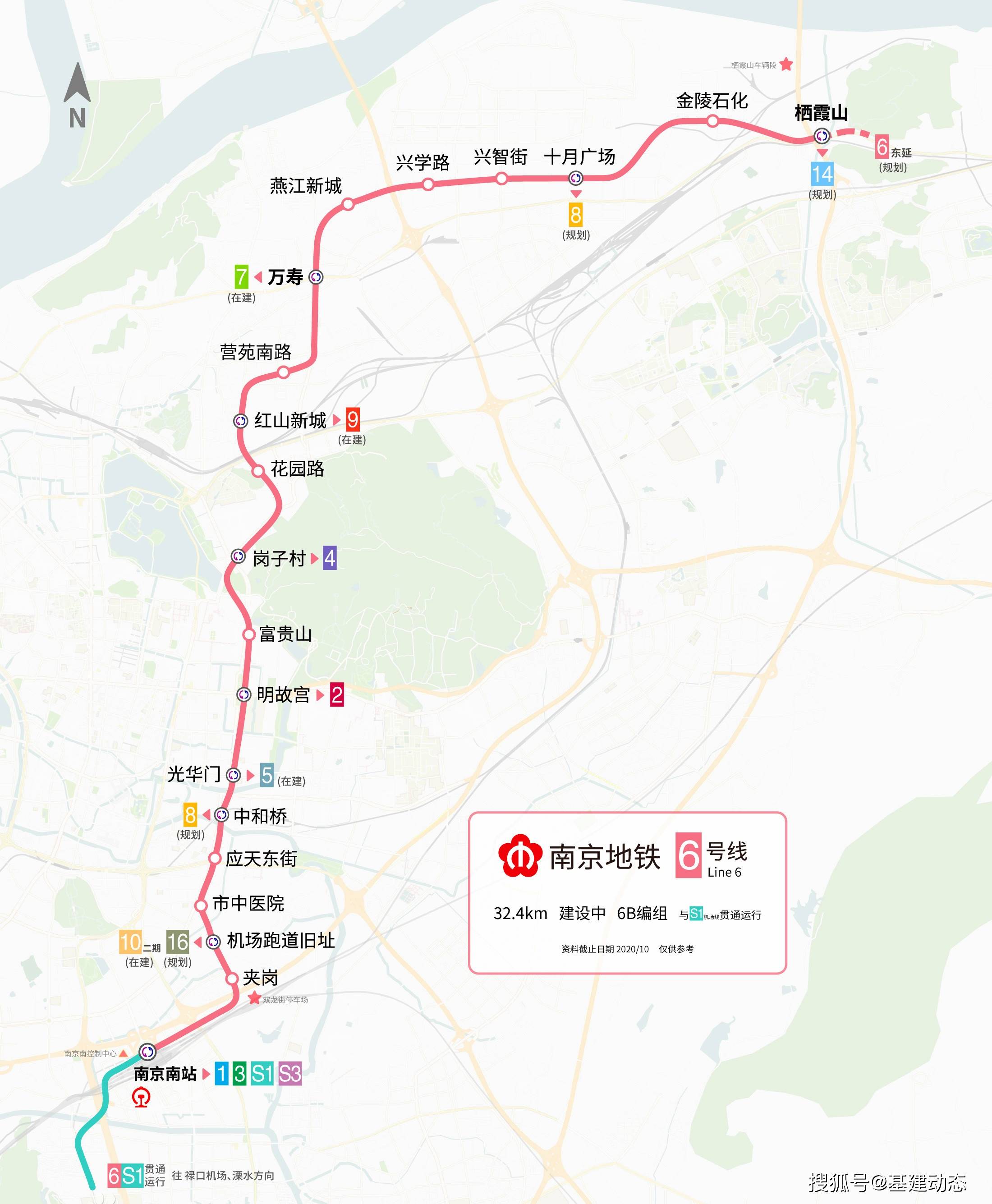 南京s1号线地铁线路,南京地铁2021高清大图 原创中国基建报:南京地铁6号线营万区间盾构下井,与s1号线贯通运营