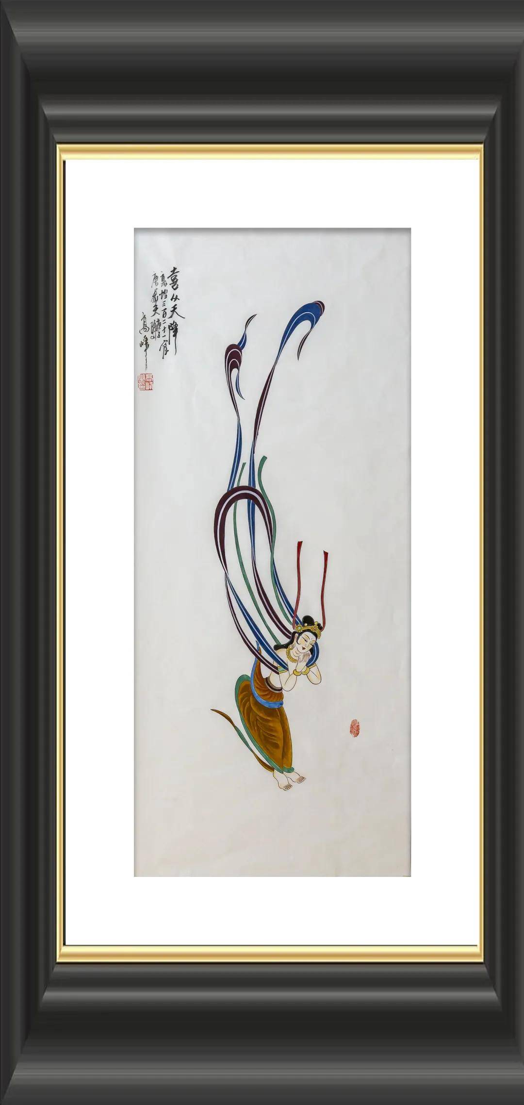 国画 《敦煌321窟飞天(喜从天降)》尺寸:90×40cm