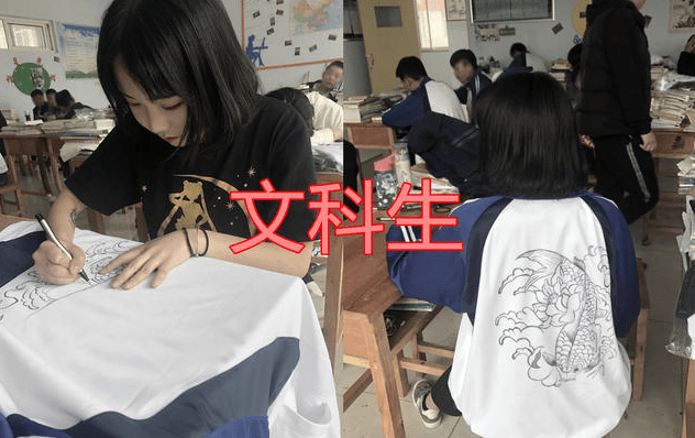 原创学生校服涂鸦走红文理科风格大不同美术生校服惊艳全场