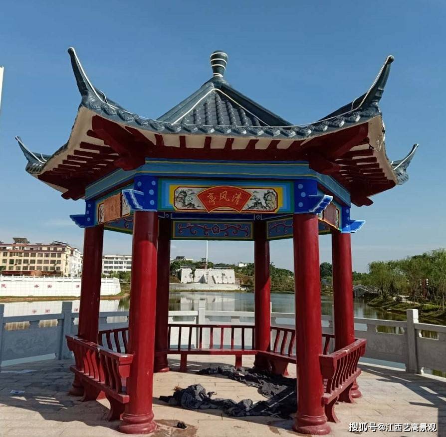 广东水泥六角凉亭视频,河源防腐木凉亭造价,新中式仿木四方凉亭结构图
