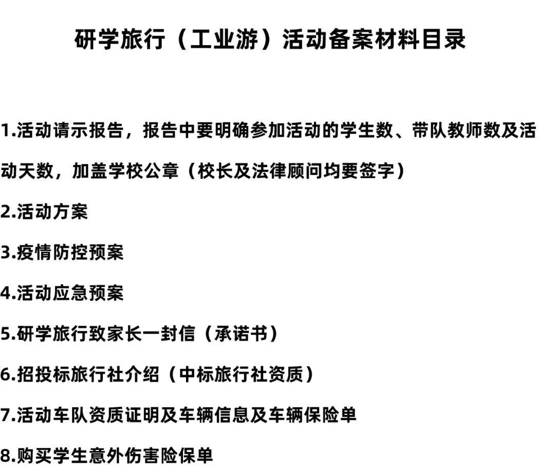 安徽巢湖市关于加强近期研学旅行工作要求的提示单